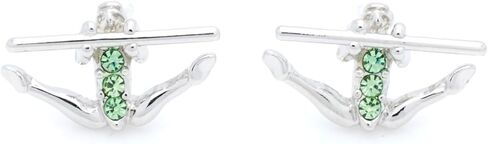 Gymnast Post Earrings - Uneven Bars - Rhodium & Crystal - HOT PINK in Saudi Arabia