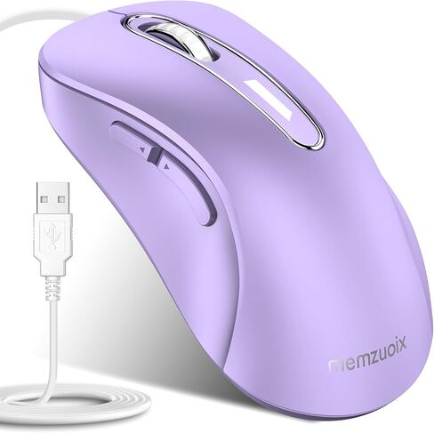 memzuoix Black Wired Mouse, USB Computer Mouse 1200 DPI Mobile Optical Mouse Portable Computer Mice for Laptop, PC, Desktop, MacBook, 5 Buttons in Kuwait