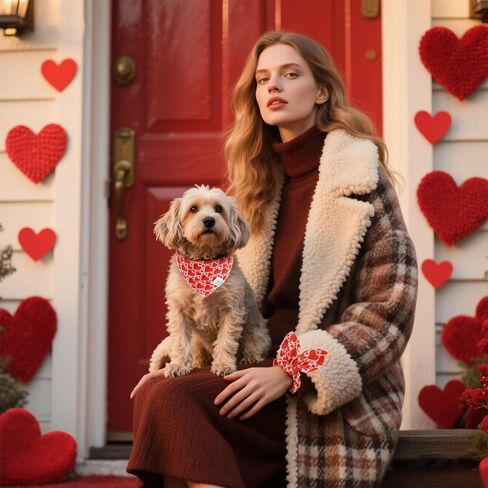 E-Clover Dog Bandanas & Matching Scrunchie Set Girl Flower Dog Scarf Bibs Pet Bandana with Bow Tie for Small Dogs Puppy Owner Fall in Kuwait