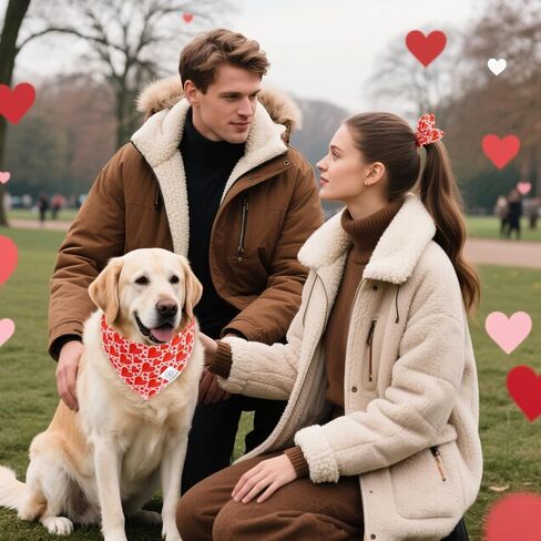 E-Clover Dog Bandanas & Matching Scrunchie Set Girl Flower Dog Scarf Bibs Pet Bandana with Bow Tie for Small Dogs Puppy Owner Fall in Kuwait