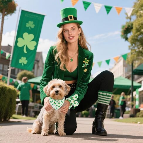 E-Clover Dog Bandanas & Matching Scrunchie Set Girl Flower Dog Scarf Bibs Pet Bandana with Bow Tie for Small Dogs Puppy Owner Fall in Saudi Arabia