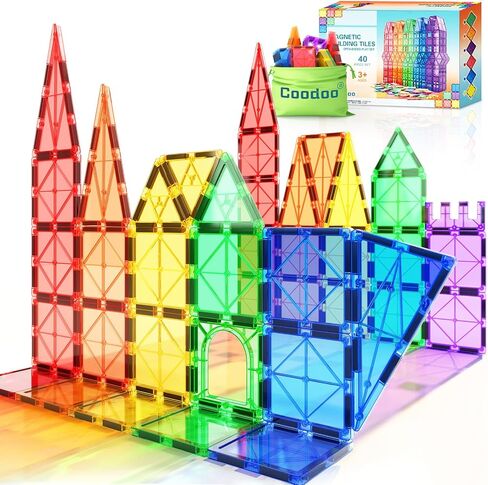Magnetic Tiles City Road Set Kids Toys Sensory Games for 3 Year Old Boys and Girls, Magnetic Blocks for Kids Age 3-5 4-8 Classroom Must Haves Preschool Learning Outdoor Toys in Kuwait