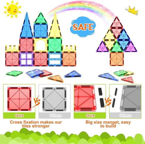 Magnetic Tiles City Road Set Kids Toys Sensory Games for 3 Year Old Boys and Girls, Magnetic Blocks for Kids Age 3-5 4-8 Classroom Must Haves Preschool Learning Outdoor Toys in Kuwait