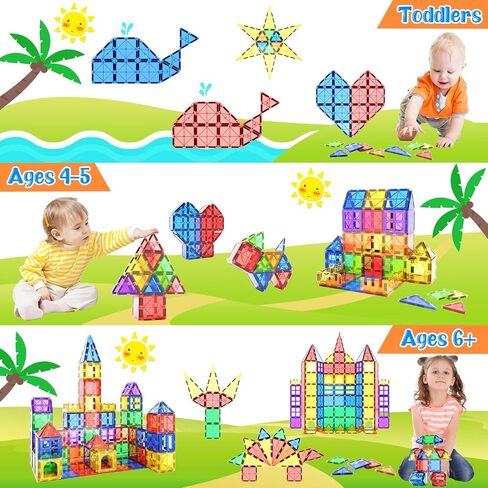 Magnetic Tiles City Road Set Kids Toys Sensory Games for 3 Year Old Boys and Girls, Magnetic Blocks for Kids Age 3-5 4-8 Classroom Must Haves Preschool Learning Outdoor Toys in Kuwait