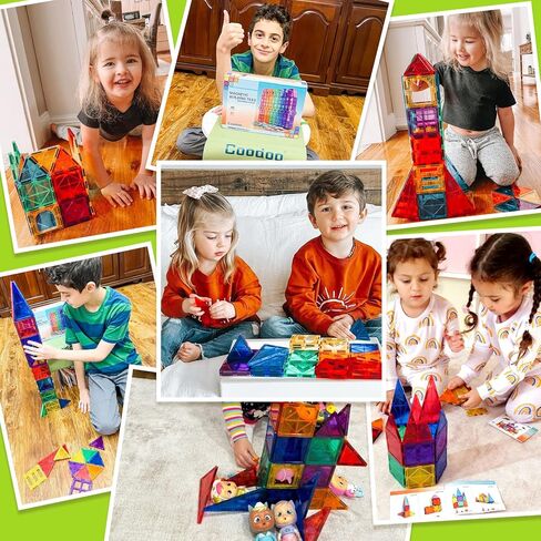 Magnetic Tiles City Road Set Kids Toys Sensory Games for 3 Year Old Boys and Girls, Magnetic Blocks for Kids Age 3-5 4-8 Classroom Must Haves Preschool Learning Outdoor Toys in Kuwait