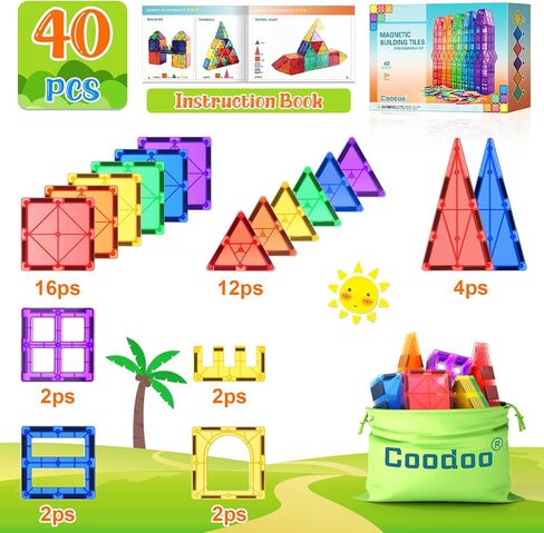 Magnetic Tiles City Road Set Kids Toys Sensory Games for 3 Year Old Boys and Girls, Magnetic Blocks for Kids Age 3-5 4-8 Classroom Must Haves Preschool Learning Outdoor Toys in Kuwait