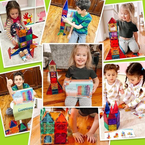 Magnetic Tiles City Road Set Kids Toys Sensory Games for 3 Year Old Boys and Girls, Magnetic Blocks for Kids Age 3-5 4-8 Classroom Must Haves Preschool Learning Outdoor Toys in Kuwait