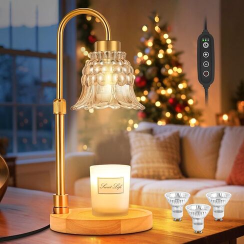 Candle Warmer Lamp with Timer & 3 Bulbs, Dimmable Electric Candle Light Adjustable Height and Brightness Candle Wax Warmer for Jar Candles Bedroom Home Decor House Warming Gift (Frosted Clear) in Saudi Arabia