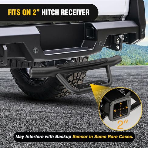 Nilight Hitch Step مع 2 بوصة من واقي الصدمات الخلفي لجهاز الاستقبال 23.5 بوصة مع مشبك دبوس وصلة 5/8 بوصة، قضيب خطوة محكم أسود مضاد للانزلاق لشاحنة النقل والسيارات الدفع الرباعي in Saudi Arabia