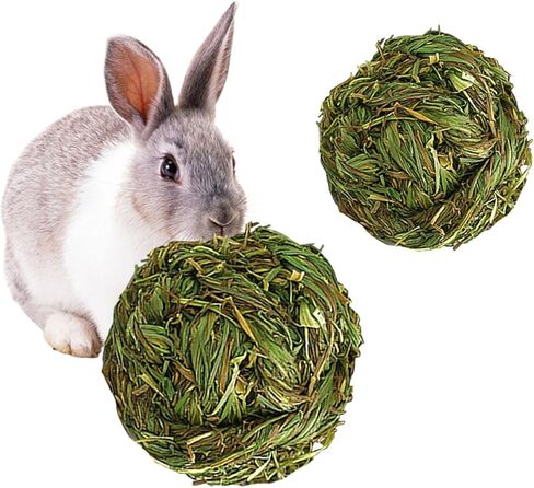 PINVNBY 6 Pack Rabbit Chew Grass Balls,Bunny Natural Timothy Woven Grass Ball Teeth Grinding Activity Play for Hamster,Chinchillas,Gerbils,Guinea Pigs and Other Small Animal in Kuwait