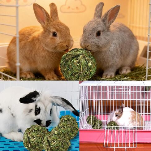 PINVNBY 6 Pack Rabbit Chew Grass Balls,Bunny Natural Timothy Woven Grass Ball Teeth Grinding Activity Play for Hamster,Chinchillas,Gerbils,Guinea Pigs and Other Small Animal in Kuwait