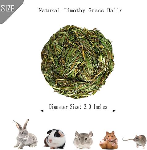 PINVNBY 6 Pack Rabbit Chew Grass Balls,Bunny Natural Timothy Woven Grass Ball Teeth Grinding Activity Play for Hamster,Chinchillas,Gerbils,Guinea Pigs and Other Small Animal in Kuwait