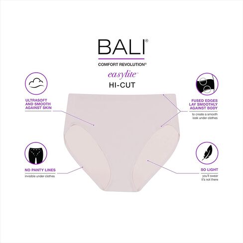 Bali Women's Comfort Revolution Easylite Hi-Cut Panty, DFEL62, Sparkling Purple, 6 in Kuwait