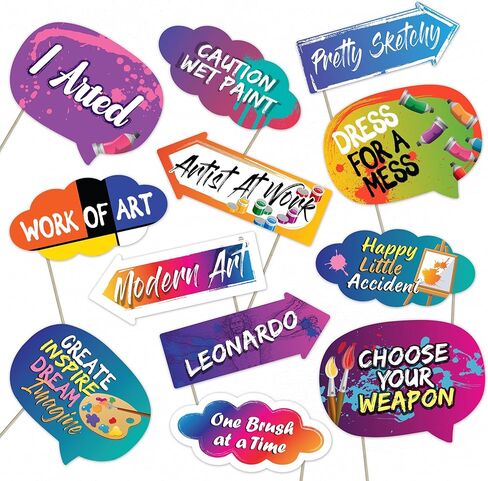 دعامات كشك الصور للحفلات الفنية المضحكة - ديكورات جدارية برسومات فنية على الجدران لحفلات أعياد الميلاد - لوازم تصوير ملونة للفتيات والأولاد والأطفال - دعامات سيلفي بالعصي - 10 قطع in Kuwait