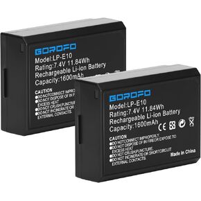 LP-E10 2-Pack Battery and Charger Replacement for Canon EOS Rebel T3 T5 T6 T7 T100 Kiss X50 X70 X80 X90 1100D 1200D 1300D 1500D 4000D in Kuwait