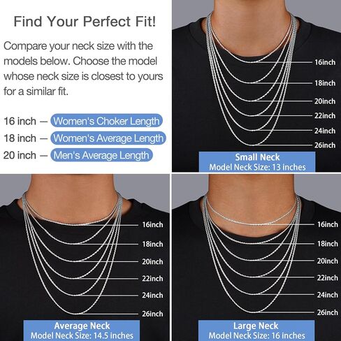 Jewlpire Italian 2mm Rope Chain 925 Sterling Silver Chain Necklace for Women Men, 14K Plated Gold Chain for Women Sturdy Women's Chain Necklaces, 16 18 20 22 24 26 Inch in Kuwait
