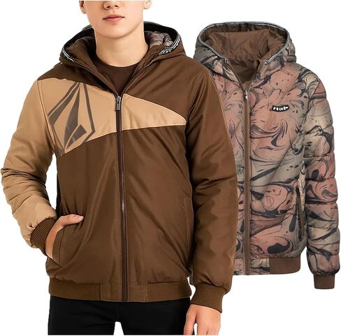 Volcom Boys' Reversible Puffer Jacket - Durable Insulated Winter Jacket with Hood - Warm Outerwear Jackets for Boys (4-20) in Saudi Arabia