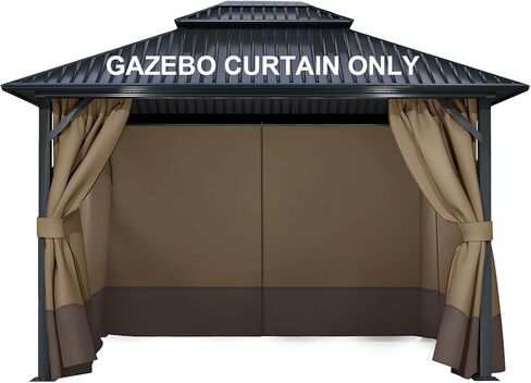 COWVIE Gazebo Curtain Replacement 4-Panel Sidewalls 10' x 12'，Patio Gazebo Privacy Curtains with Double Zipper, Replacement for Patio, Outdoor Canopy, Garden and Backyard (Curtain Only) in Saudi Arabia