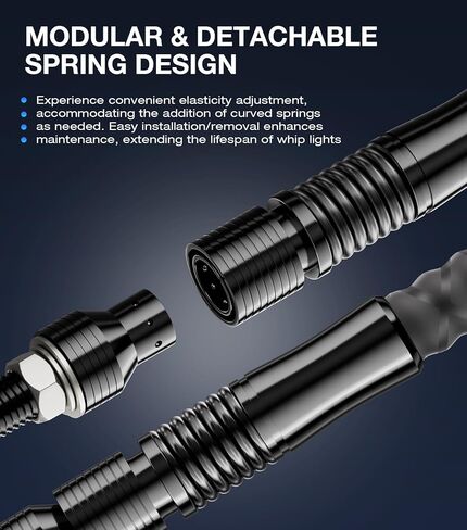 2 Pack 2FT Whip Lights with Spring Base & Rocker Switch，APP & Remote Control Led Whip Lights W/6 Nylon Flags, 366 Modes Spiral RGB Chasing Lighted Whips for UTV ATV RZR SXS Can-Am in Kuwait