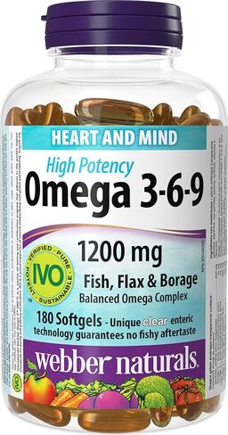 Webber Naturals Omega 3-6-9 Flaxseed, Fish & Borage Oils 1200 mg, 150 softgels in Kuwait