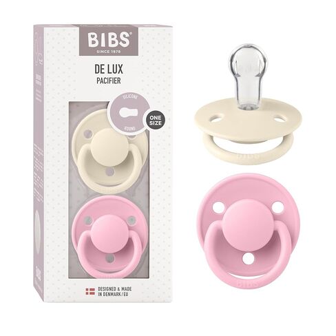 BIBS Pacifiers - De Lux Collection | BPA-Free Baby Pacifier | Made in Denmark | Set of 2 Vanilla/Dark Oak Color Premium Soothers | Size One Size in Saudi Arabia