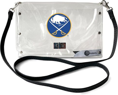 Littlearth Womens NHL Buffalo Sabres Clear Envelope Purse with Black Fashion Strap, Clear, 10" x 6.5" x 0.5" in Saudi Arabia