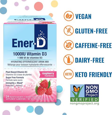 Ener-C Sugar Free Lemon Ginger Multivitamin Drink Mix, 1000mg Vitamin C, Non-GMO, Vegan, Real Fruit Juice Powders, Natural Immunity Support, Electrolytes, Gluten Free, 1-Pack of 30 in Saudi Arabia