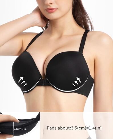 YANDW Racerback Push Up Padded Bras for Women Add 2 Cup Front Closure Back Smoothing T Back Plunge Underwire Bra in Kuwait