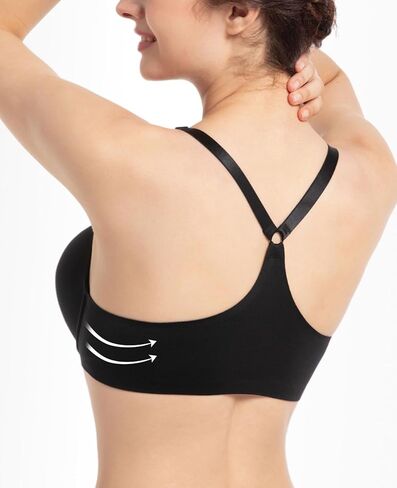 YANDW Racerback Push Up Padded Bras for Women Add 2 Cup Front Closure Back Smoothing T Back Plunge Underwire Bra in Kuwait