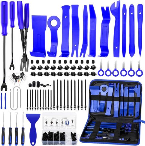 GLK 248pcs Trim Removal Tool, Pry Tool, Door Panel Radio/Stereo Terminal Removal Tool Kit, Fasteners Remover, with Car Retainer Bumper Clips,Automotive Hook Set, Black in Kuwait