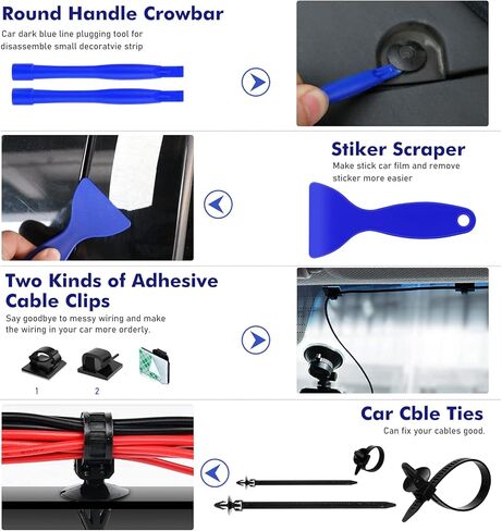 GLK 248pcs Trim Removal Tool, Pry Tool, Door Panel Radio/Stereo Terminal Removal Tool Kit, Fasteners Remover, with Car Retainer Bumper Clips,Automotive Hook Set, Black in Kuwait