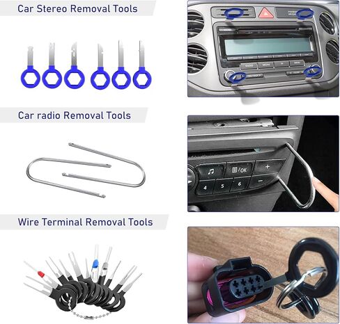 GLK 248pcs Trim Removal Tool, Pry Tool, Door Panel Radio/Stereo Terminal Removal Tool Kit, Fasteners Remover, with Car Retainer Bumper Clips,Automotive Hook Set, Black in Kuwait