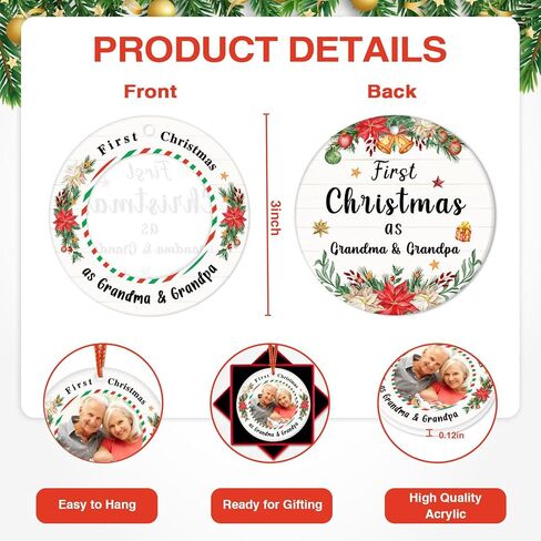 First Christmas As Mommy and Daddy Ornament Picture Frame Family Christmas Ornaments 2024 Personalized Photo Christmas Ornaments Baby First Christmas Ornament Gifts for Newborn New Mom Dad in Kuwait