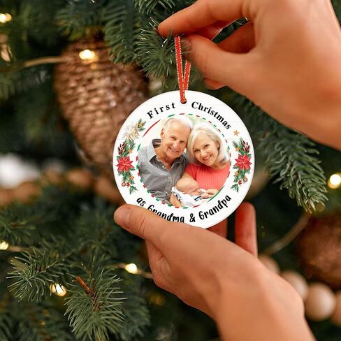 First Christmas As Mommy and Daddy Ornament Picture Frame Family Christmas Ornaments 2024 Personalized Photo Christmas Ornaments Baby First Christmas Ornament Gifts for Newborn New Mom Dad in Kuwait