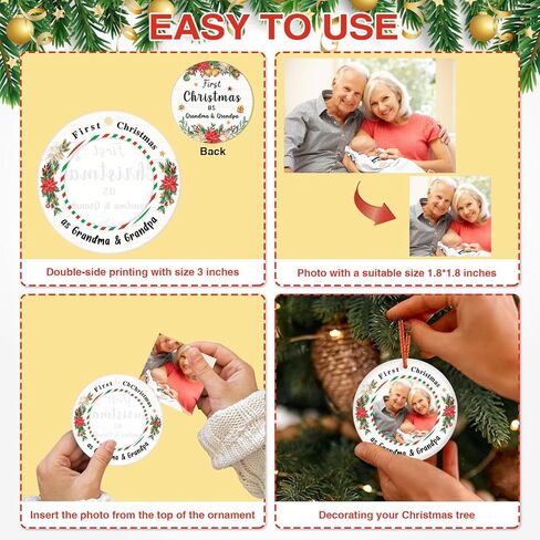 First Christmas As Mommy and Daddy Ornament Picture Frame Family Christmas Ornaments 2024 Personalized Photo Christmas Ornaments Baby First Christmas Ornament Gifts for Newborn New Mom Dad in Kuwait