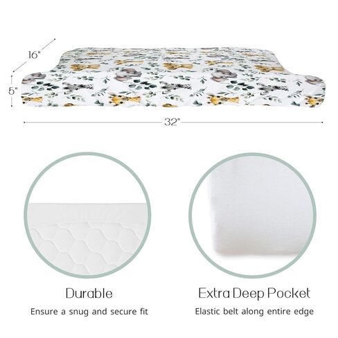 HawSkgFub Jungle Safari American Rainforest Animal Changing Pad Cover Baby Boys, Elephant Lion Tiger Giraffe Sloth Zebra Hippo Star Diaper Change Table Sheet, Safe Snug Fitted Changing Mat 32/34 x 16 in Kuwait