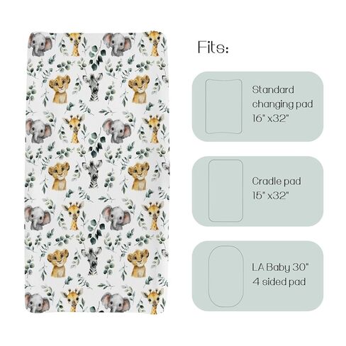 HawSkgFub Jungle Safari American Rainforest Animal Changing Pad Cover Baby Boys, Elephant Lion Tiger Giraffe Sloth Zebra Hippo Star Diaper Change Table Sheet, Safe Snug Fitted Changing Mat 32/34 x 16 in Kuwait