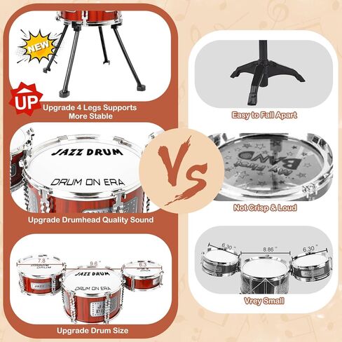 TWFRIC Toy Drum Kit for Kids 3-5 Upgraded Toddler Rock Drum Set with 5 Drums Musical Instrument Toys for 3 4 5 Year Old Boys Girls Gifts 4-6 in Kuwait