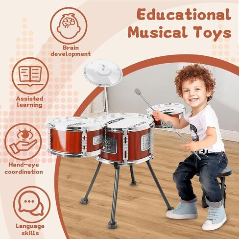 TWFRIC Toy Drum Kit for Kids 3-5 Upgraded Toddler Rock Drum Set with 5 Drums Musical Instrument Toys for 3 4 5 Year Old Boys Girls Gifts 4-6 in Kuwait