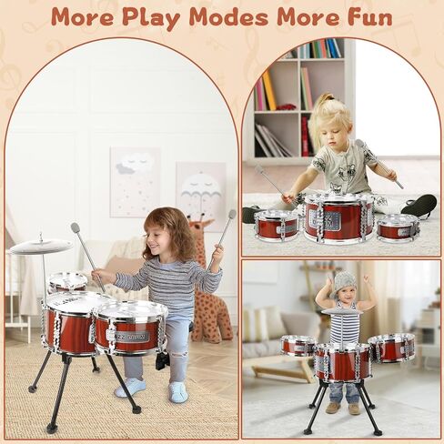 TWFRIC Toy Drum Kit for Kids 3-5 Upgraded Toddler Rock Drum Set with 5 Drums Musical Instrument Toys for 3 4 5 Year Old Boys Girls Gifts 4-6 in Kuwait
