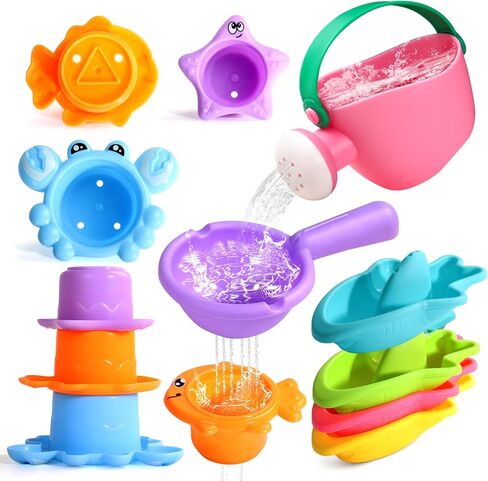 Bath Toys for Kids Ages 1-3 5 PCS Baby Water Toys Mold Free Pool Toys for Toddlers 1-3 Bath Toys for 1 Year Old and Up Beach Toys Baby Gifts (Color Random) in Kuwait