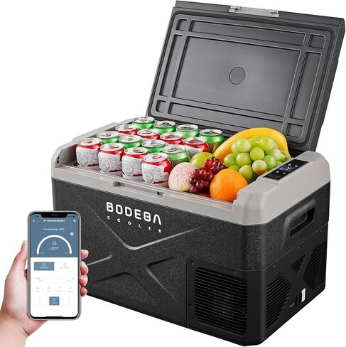 BODEGACOOLER 12 Volt Car Refrigerator, 17 Quart Portable Freezer, Car Fridge -4℉-68℉, Electric Cooler 12/24V DC100-240 Volt AC for Outdoor, RV, Camping, Travel, Vehicles, Home Use in Kuwait