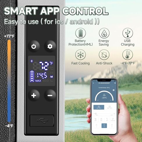 BODEGACOOLER 12 Volt Car Refrigerator, 17 Quart Portable Freezer, Car Fridge -4℉-68℉, Electric Cooler 12/24V DC100-240 Volt AC for Outdoor, RV, Camping, Travel, Vehicles, Home Use in Kuwait