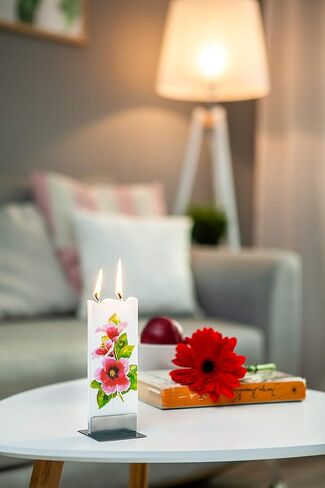 Flatyz Candles Two Red Birds Winter Candle - Flat, Decorative, Hand Painted Candle Gifts for Women or Men - 6 inches in Kuwait