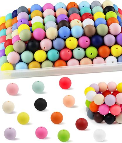 FIVEIZERO 150PCS 30 Colors 15mm Round Silicone Beads in Saudi Arabia