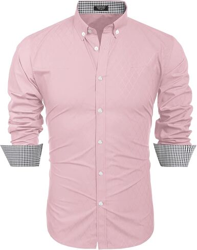 COOFANDY Men's Rose Shiny Shirt Luxury Flowered Printed Button Down Shirt in Kuwait