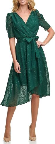 Tommy Hilfiger Women's V Neck Faux Wrap Midi Dress in Saudi Arabia