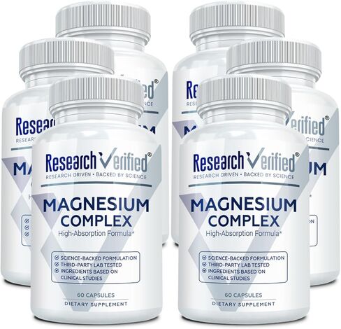 Research Verified Magnesium Complex - Brain, Muscle and Nerve Support - Magnesium Bisglycinate, Malate, Citrate, and Oxide - Bioperine - 60 Capsules - Vegan in Saudi Arabia