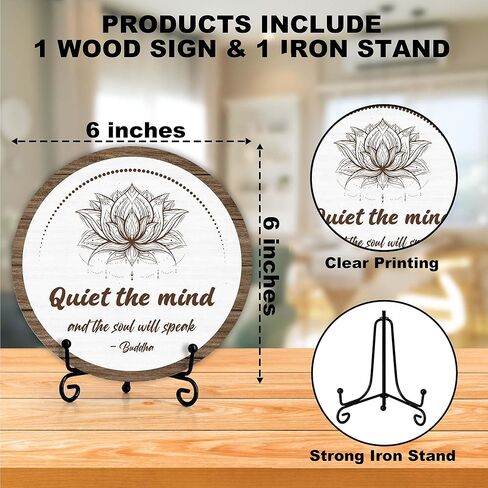 Spiritual Home Decor, Quiet The Mind And The Soul Will Speak Wood Decor Sign, Yoga Room Meditation Room Decor For Table Shelf, Inspirational Gifts For Woman Man Family Friend -a16 in Kuwait