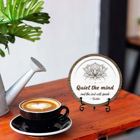 Spiritual Home Decor, Quiet The Mind And The Soul Will Speak Wood Decor Sign, Yoga Room Meditation Room Decor For Table Shelf, Inspirational Gifts For Woman Man Family Friend -a16 in Kuwait